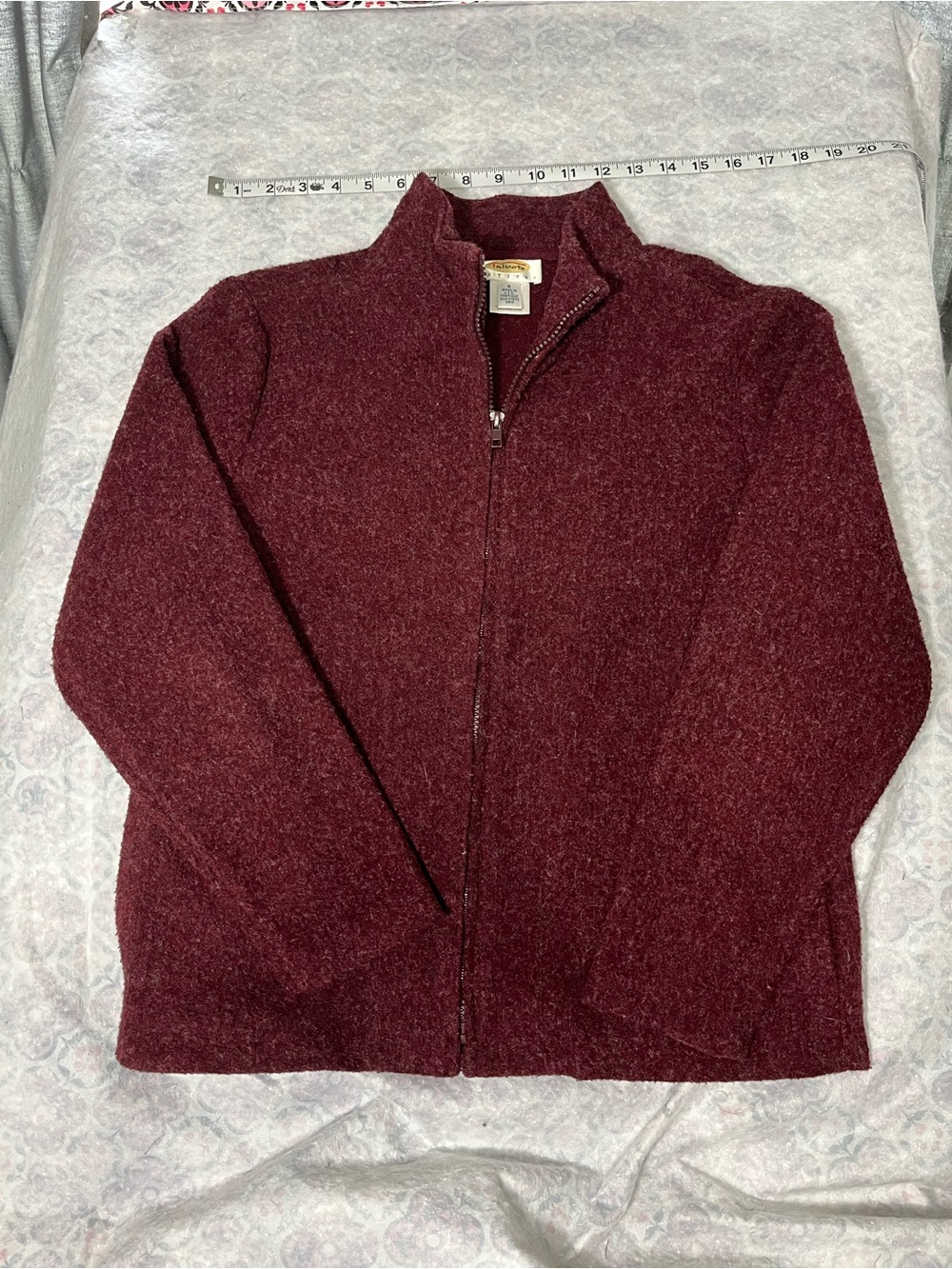 Talbots Women's Zip Cardigan Sweater - Burgundy